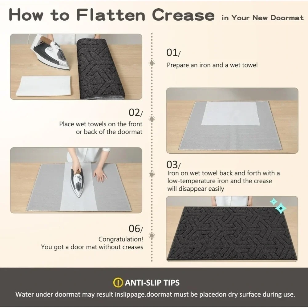 Villsure Door Mat, Non-Slip Entryway Mats Resist Dirt, 35 x 59, Gray